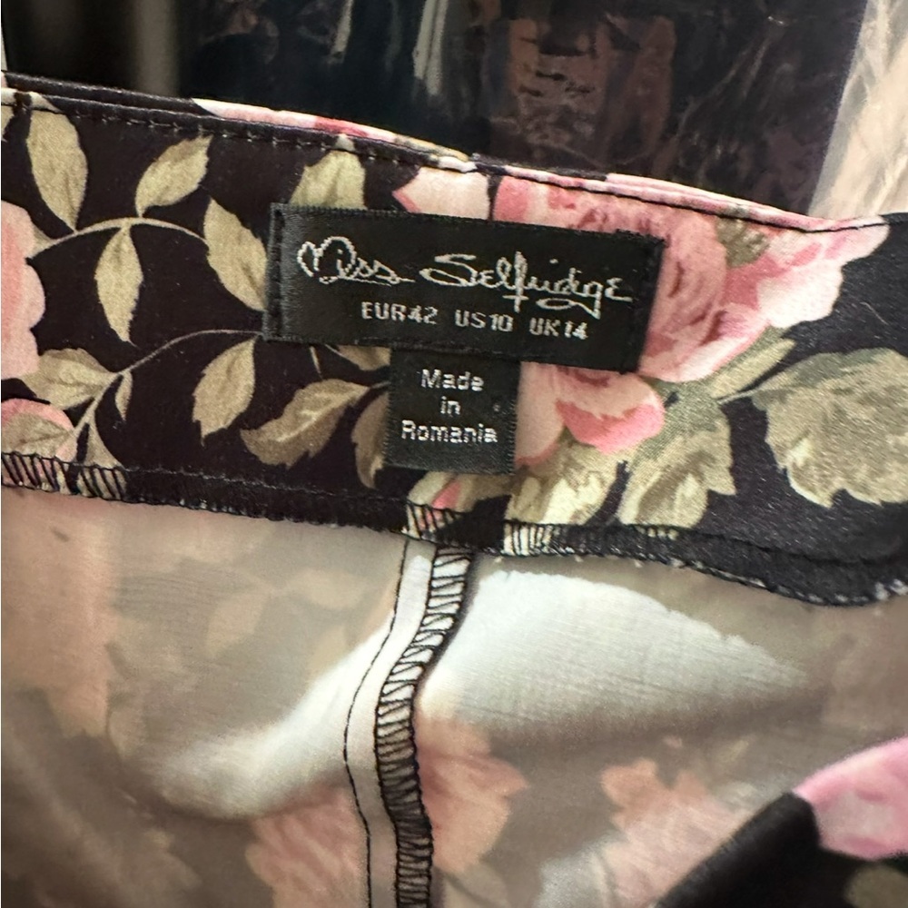 Black Pink Floral Long puff Sleeve Cropped Corset Tue Up Top - Picture 9 of 10